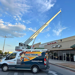 Ductman AC service van providing HVAC installation in San Antonio, TX