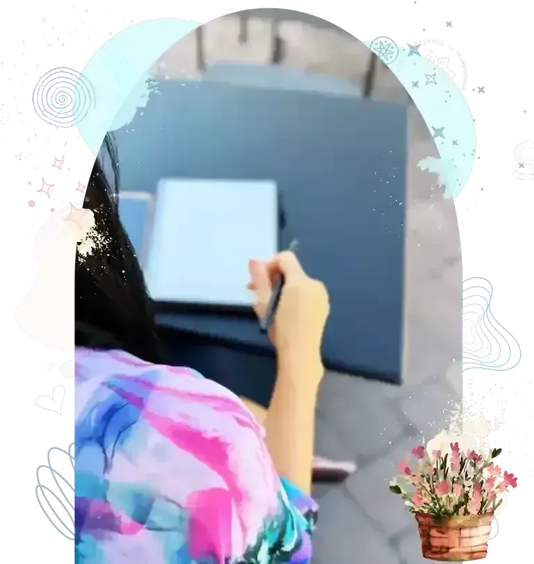 Offerings page of Rev. Evelyn Foreman journaling with a pen in hand — symbolizing reflection, clarity, and a mindful shift in financial mindset.