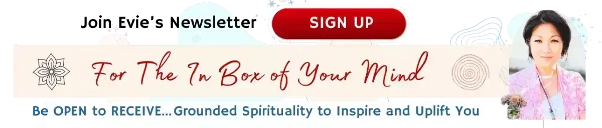 Evelyn Foreman homepage banner inviting visitors to join her sacred newsletter, featuring her warm portrait and message of soulful connection.