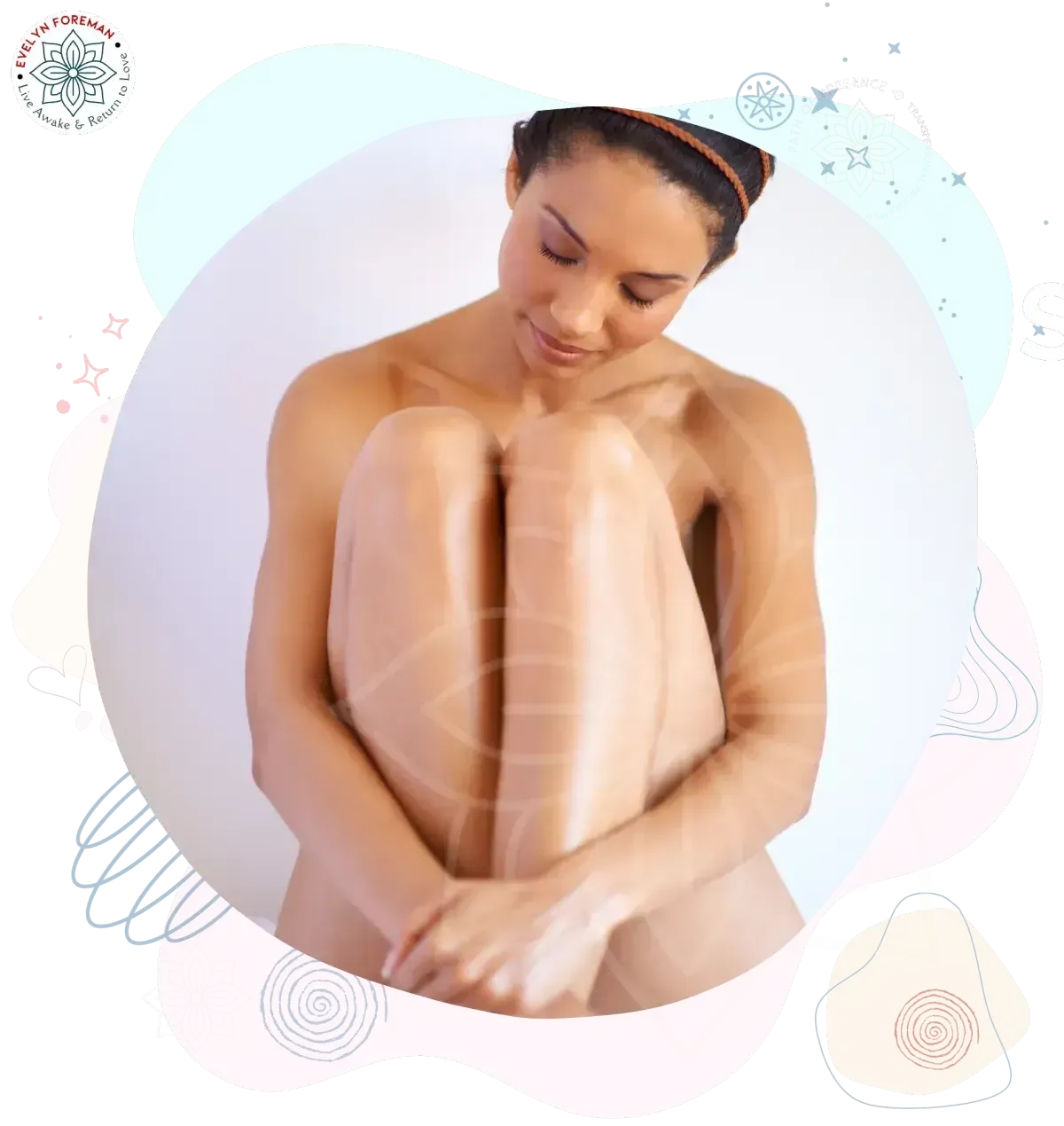 Evelyn Foreman Wealth & Wisdom Summit Page – woman seated in meditation radiating serenity and mindful balance