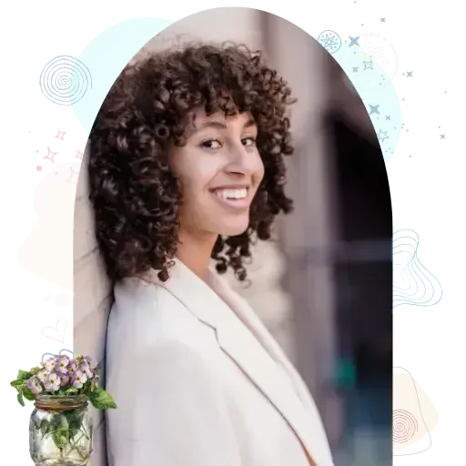 Coaching Page Image – Woman smiling, representing prosperity, purpose, and inner alignment