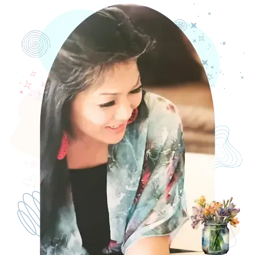 My Story Page Image – Evelyn smiling and talking with warmth, embodying faith, love, and divine self-discovery