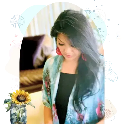 My Story Page Image – Evelyn standing in faith and love, embodying transformation from fear to abundance through spiritual growth