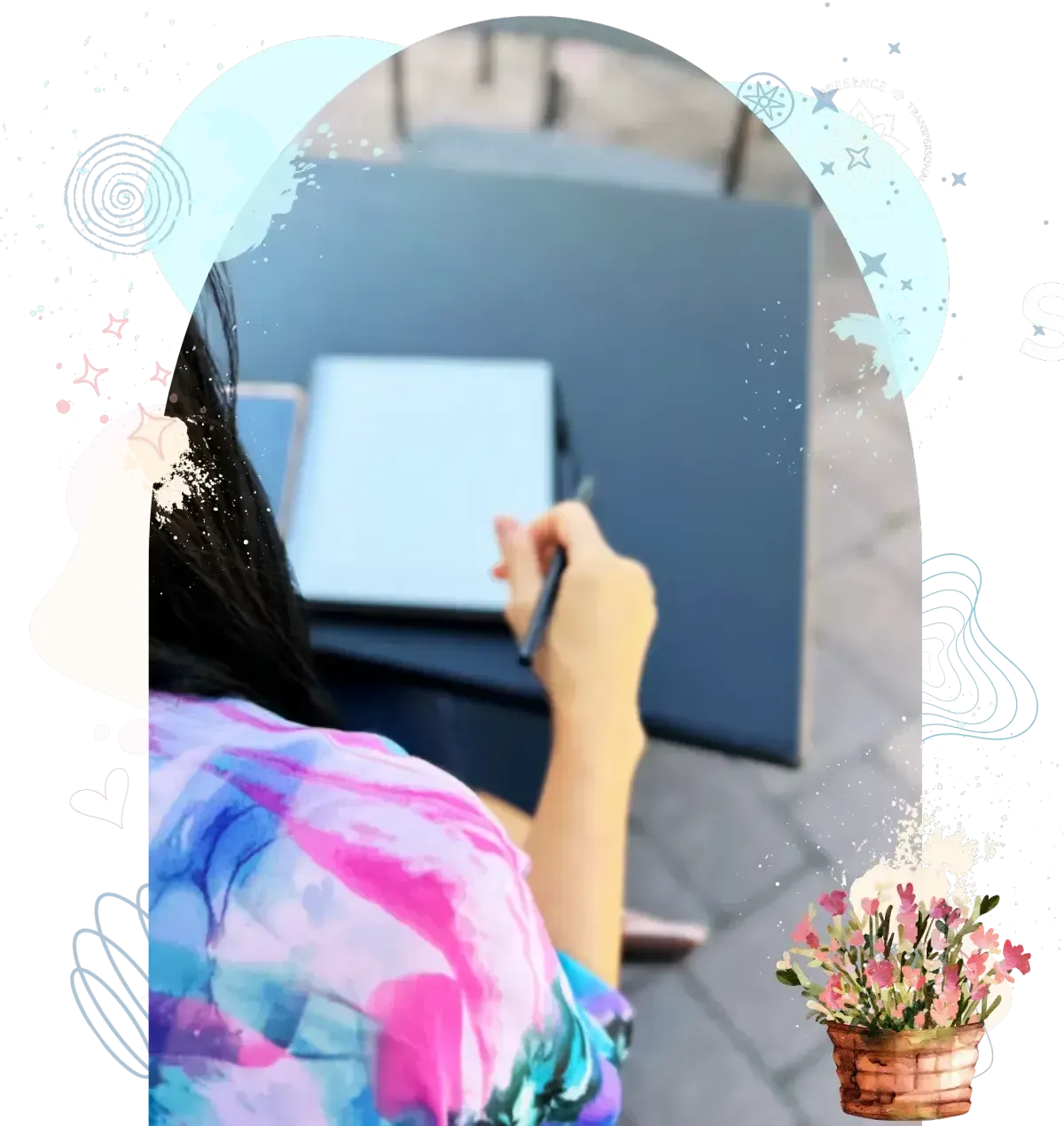 Get Fearless Page Thumbnail – Evelyn reflecting with pen in hand, symbolizing heart-led clarity and emotional empowerment