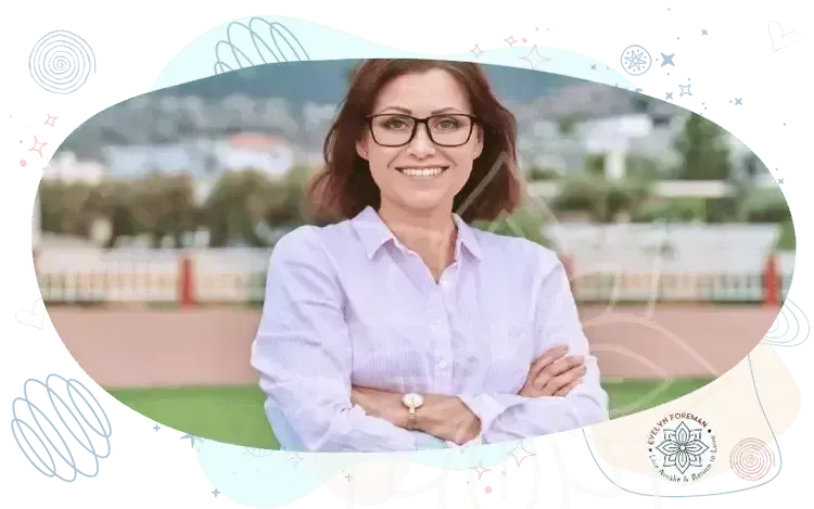 Smiling woman radiating confidence and inner healing energy, symbolizing awakening personal power through shadow work.