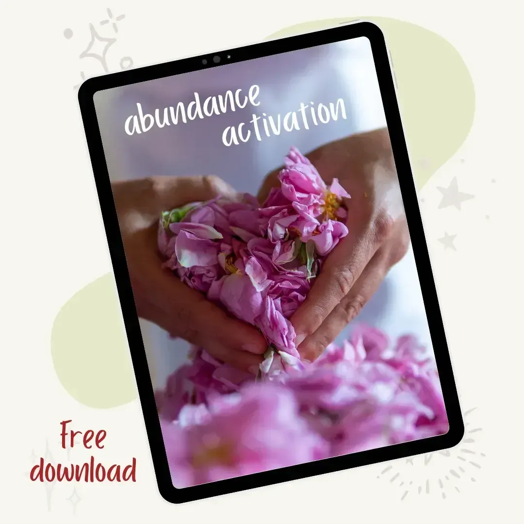Abundance Activation Funnel Opt-In Hero Image – hands gently holding flowers symbolizing growth, inner peace, and spiritual alignment
