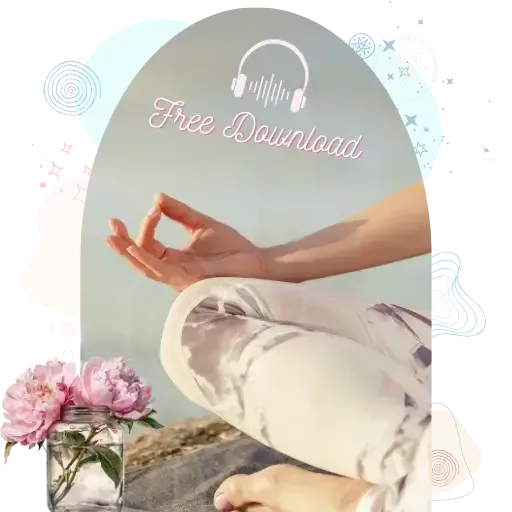 Woman sitting peacefully in meditation, listening to Evelyn Foreman’s free Compassion and Loving Kindness meditations to nurture inner calm