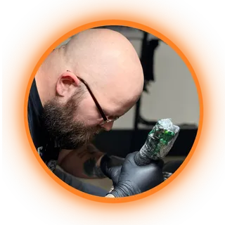 Portrait of tattoo artist Dave Aslett Jr.