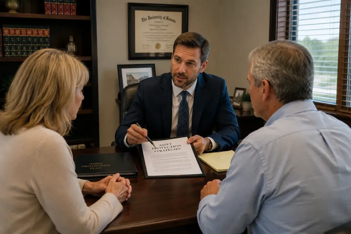 Asset protection attorney helping a Newton Kansas couple shield savings from nursing home costs