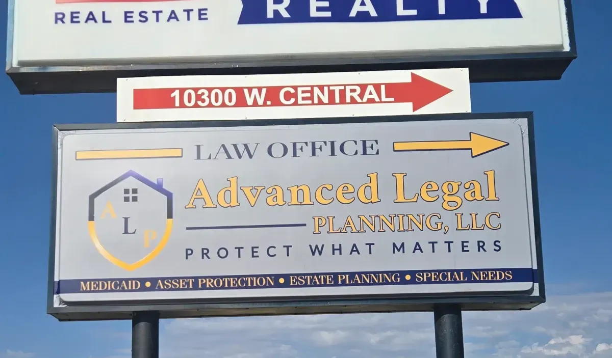 Advanced Legal Planning law office sign at 10300 W. Central in Wichita