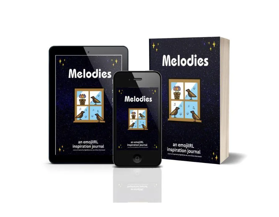 Melodies Book Cover - Download on Tablet and Mobile Phone and Paperback Book (Digital Recreation)