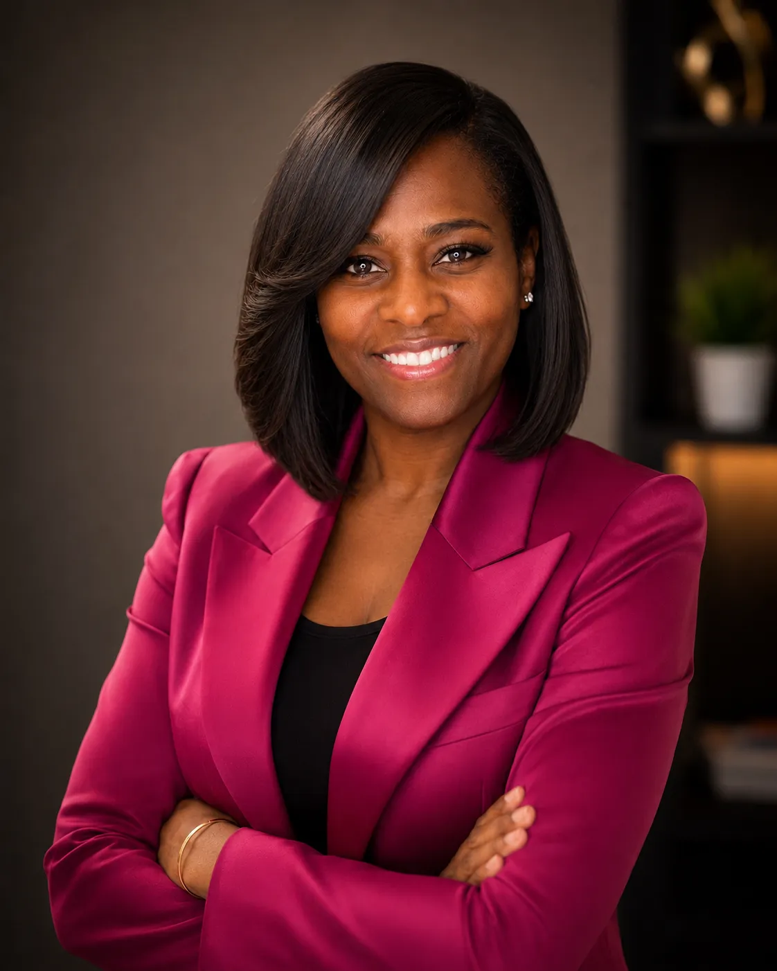 High-contrast professional portrait of Dr. Deanna Romulus