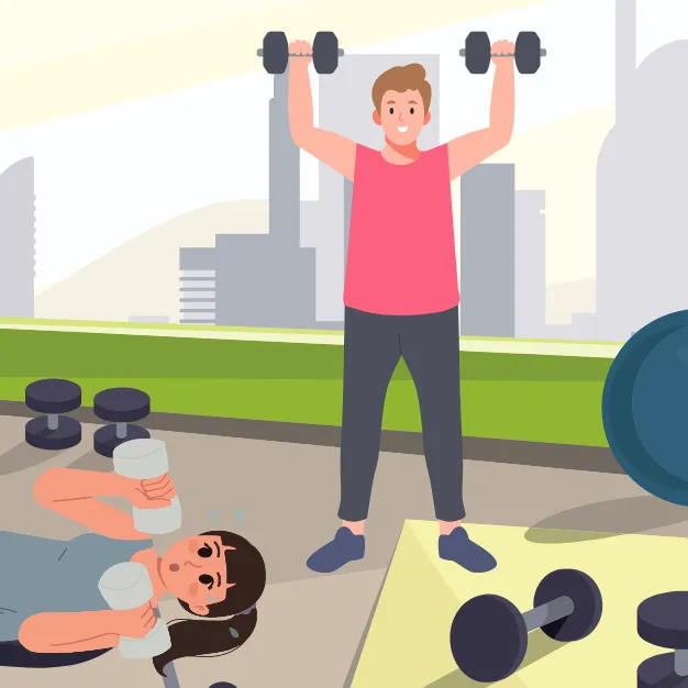 People working out in a gym — weight loss program focused on fitness, fat burning, and healthy living