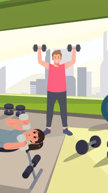 People working out in a gym — weight loss program focused on fitness, fat burning, and healthy living