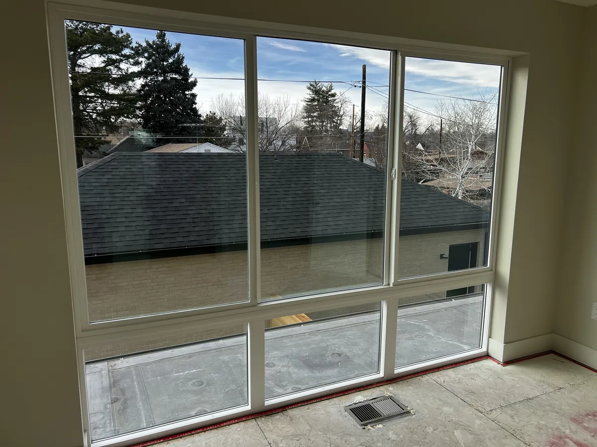 Crystal-clear new construction windows after post-construction window cleaning