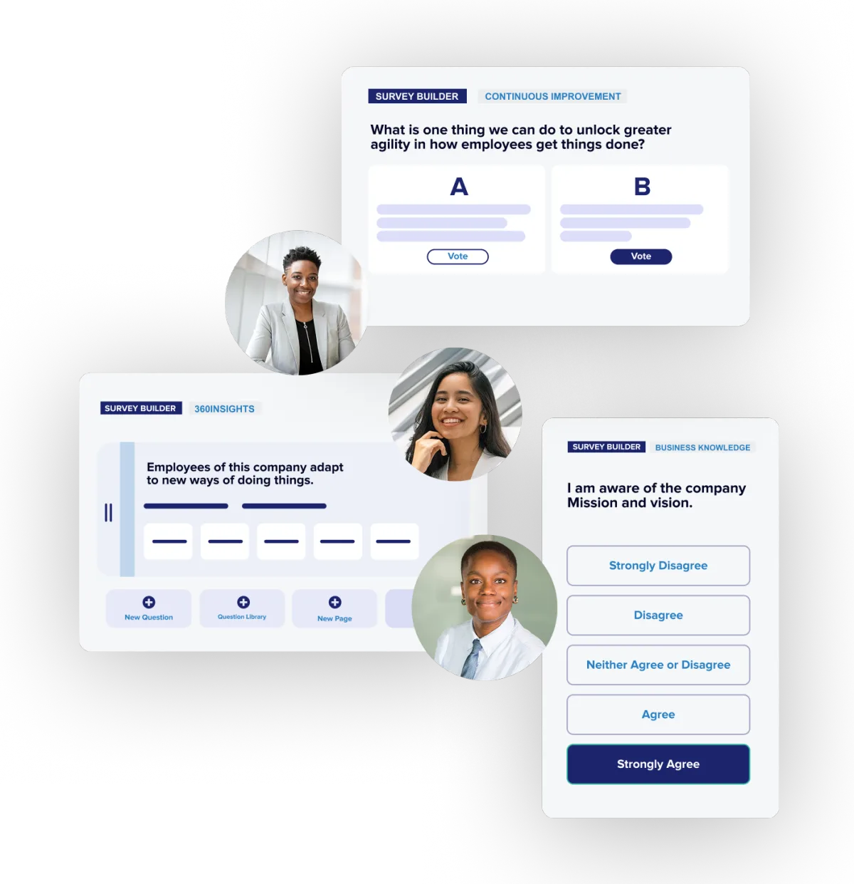 Abstract illustration of a fragmented team silhouette, separated by translucent glass panels, with muted blue and gray tones