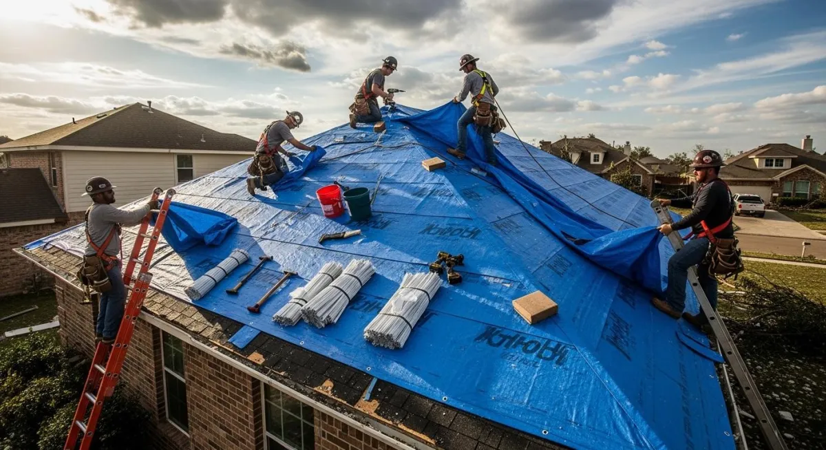 Temporary roof stabilization during emergency service