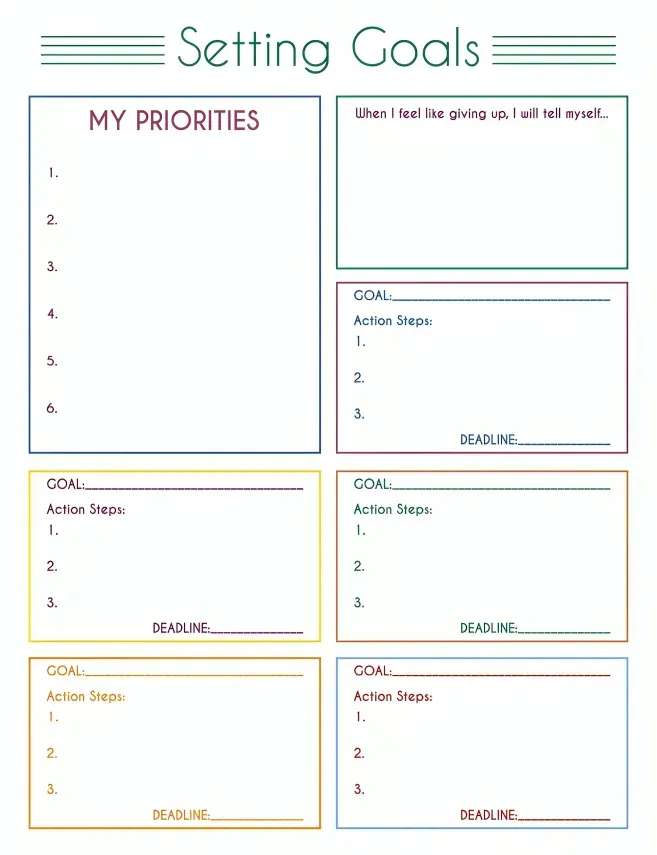 Printable Teen Life Goals Checklist for the Fridge