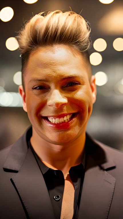 Close-up portrait of Kyle Savage, professional public speaking coach, smiling confidently in a tailored navy suit against a soft neutral background.