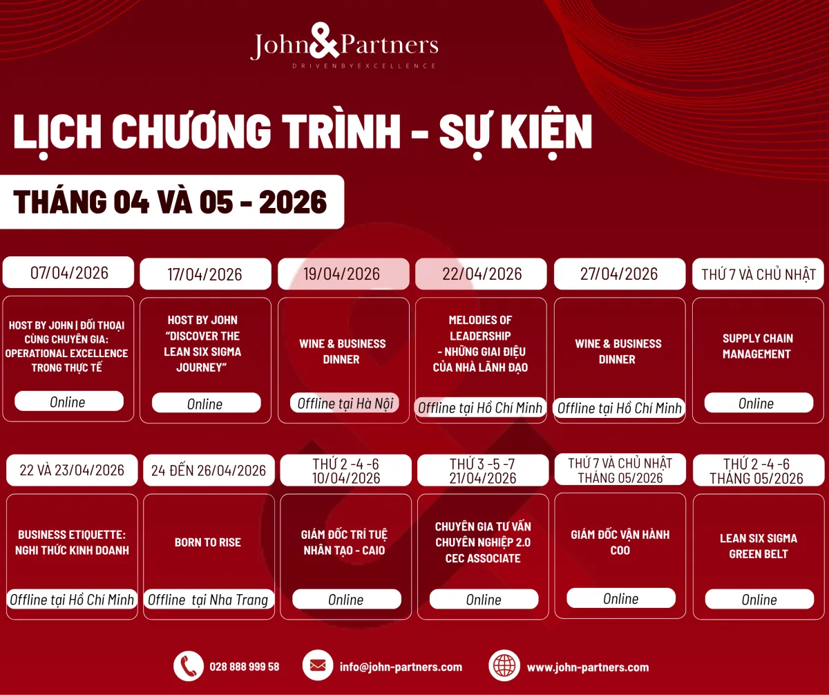 LỊCH ĐÀO TẠO & SỰ KIỆN THÁNG 04 – 05/2026