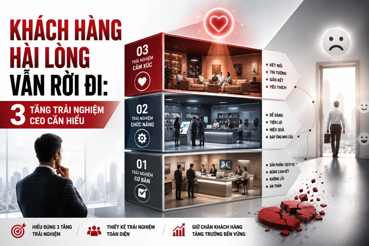 Khách Hàng Hài Lòng Vẫn Rời Đi: 3 Tầng Trải Nghiệm CEO Cần Hiểu