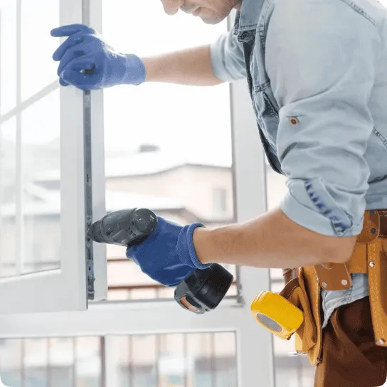 uPVC technician installing PVC