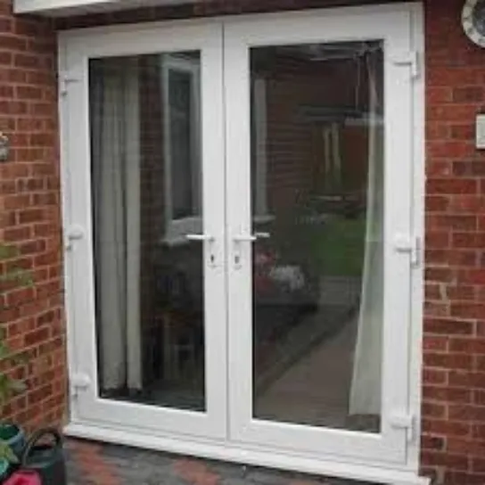 A patio door featuring a bold zebra print pattern, adding a striking visual element to the outdoor space.