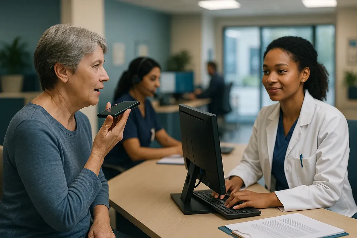 Customer service hero illustrating Healthcare Voice AI data strategy