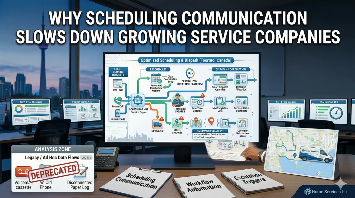 Thumbnail image for an article about why scheduling communication slows down growing home service companies