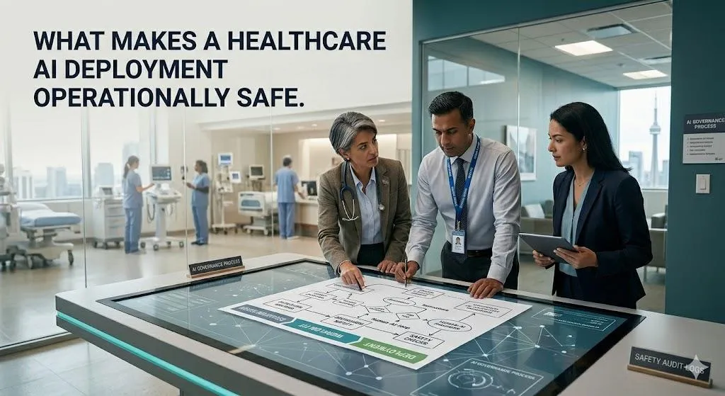 What Makes a Healthcare AI Deployment Operationally Safe thumbnail for a healthcare implementation and governance article