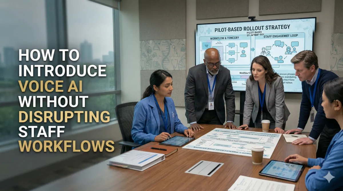 How to Introduce Voice AI Without Disrupting Staff Workflows thumbnail for a healthcare rollout and adoption article