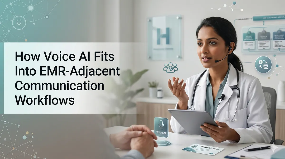 Learn how Voice AI fits into EMR-adjacent communication workflows, including patient access, intake, routing, scheduling support, and next-step continuity.