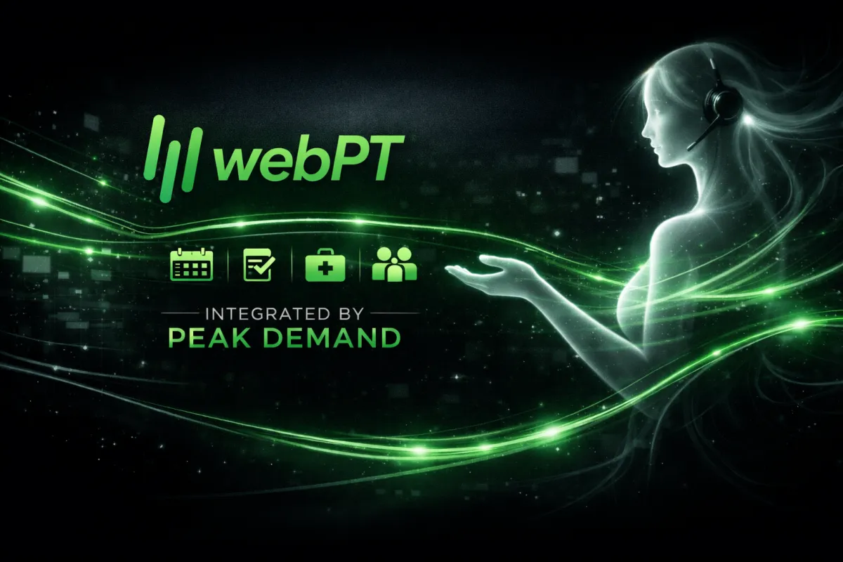 Voice AI integration with WebPT for scheduling intake and rehab therapy communication workflows