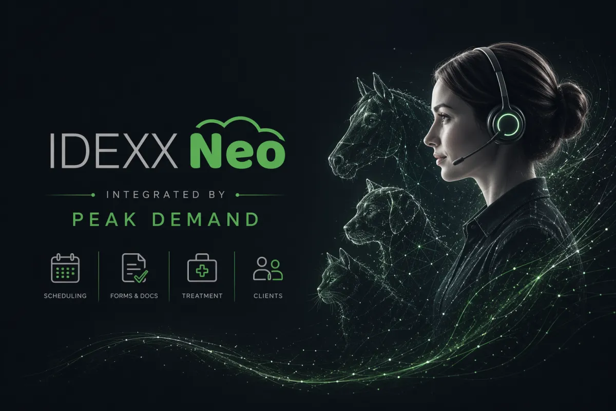 Voice AI integration with IDEXX Neo for scheduling client intake and veterinary practice communication workflows