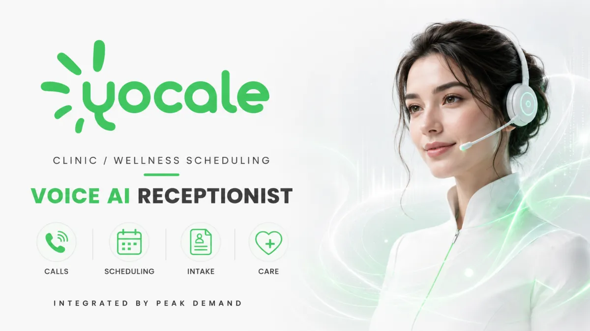 Voice AI integration with Yocale for clinic scheduling wellness appointment requests client management forms payment routing and front-desk workflows.