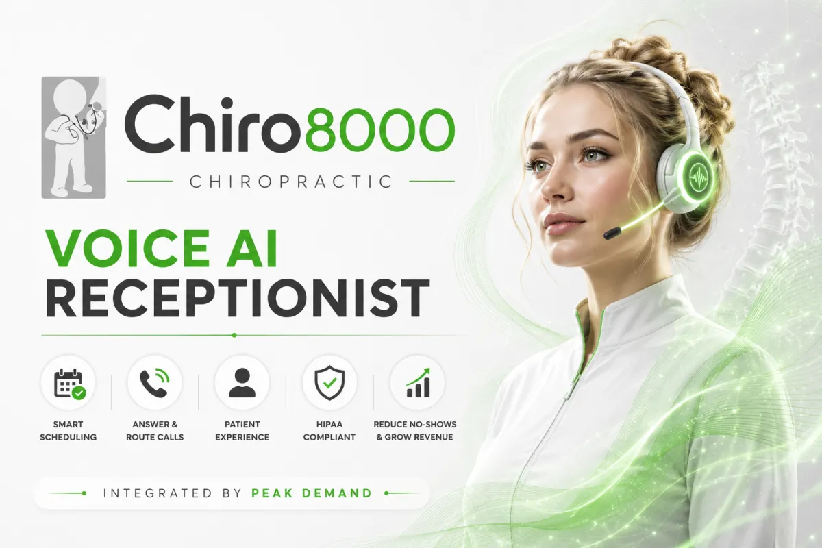 Voice AI integration with Chiro8000 for chiropractic scheduling billing EMR EHR patient lookup communication and front-desk workflows.