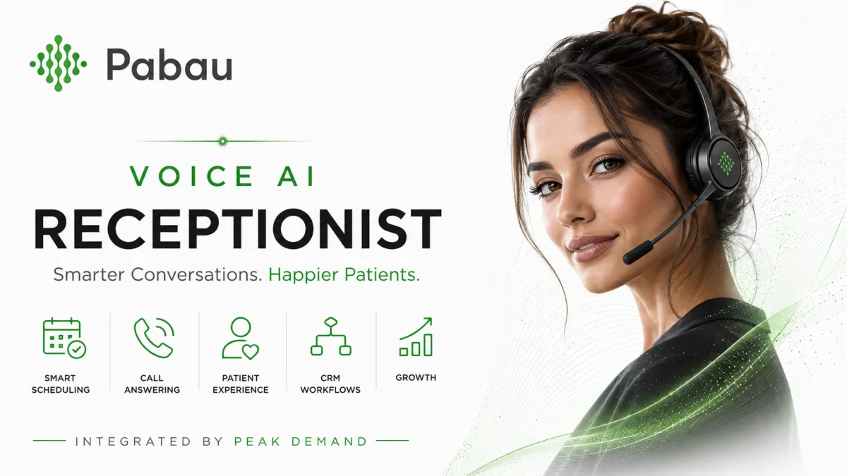 Voice AI integration with Pabau for med spa scheduling, clinic CRM, consultation capture, patient records, forms, payments, packages, marketing attribution, and front-desk workflows