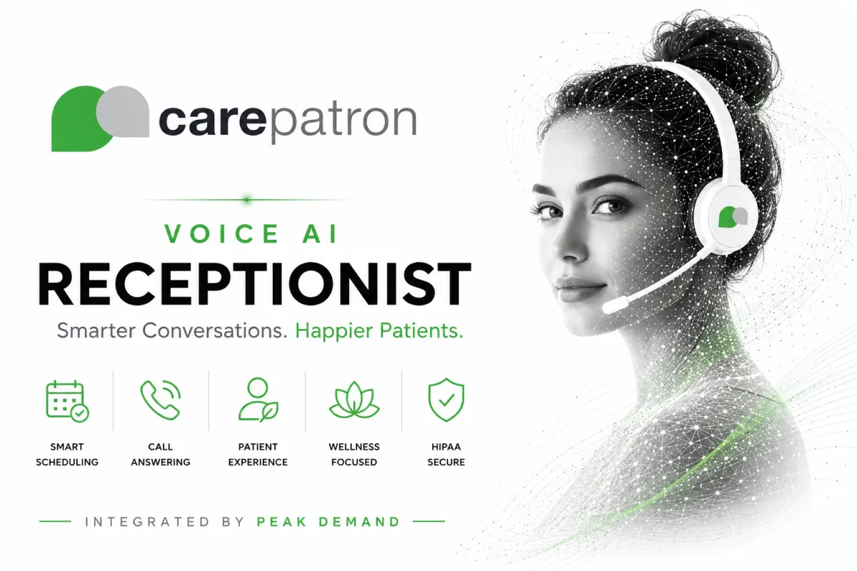 Voice AI integration with Carepatron for healthcare practice management, scheduling, patient records, documentation, telehealth, billing, forms, messaging, and clinic workflow automation