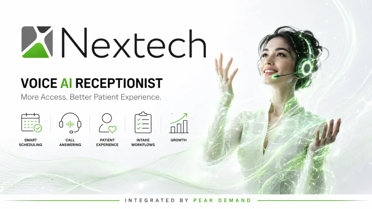 Voice AI integration with Nextech for specialty EHR, practice management, patient engagement, revenue management, med spa, ophthalmology, dermatology, plastic surgery, scheduling, intake, and billing workflows