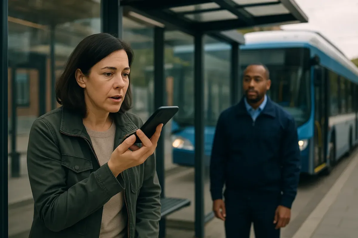 Rider service hero illustrating accessible voice AI public transit