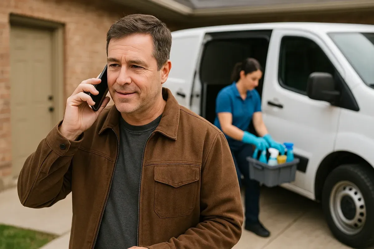 Customer service hero illustrating AI receptionist for cleaning companies