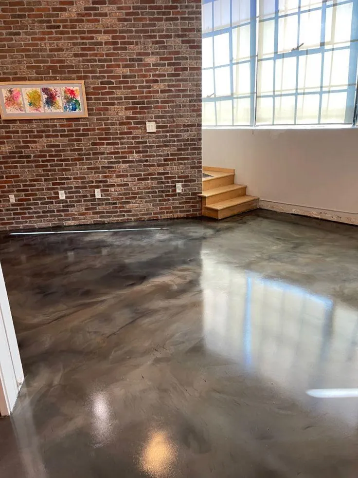close-up of decorative flake epoxy floor installed by Evergreen flooring company