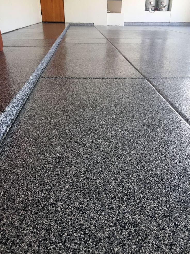 close-up of decorative flake epoxy floor installed by Evergreen flooring company