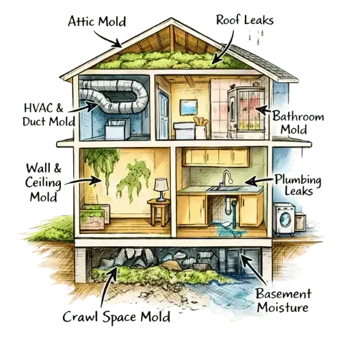 image of house with potential mold issues