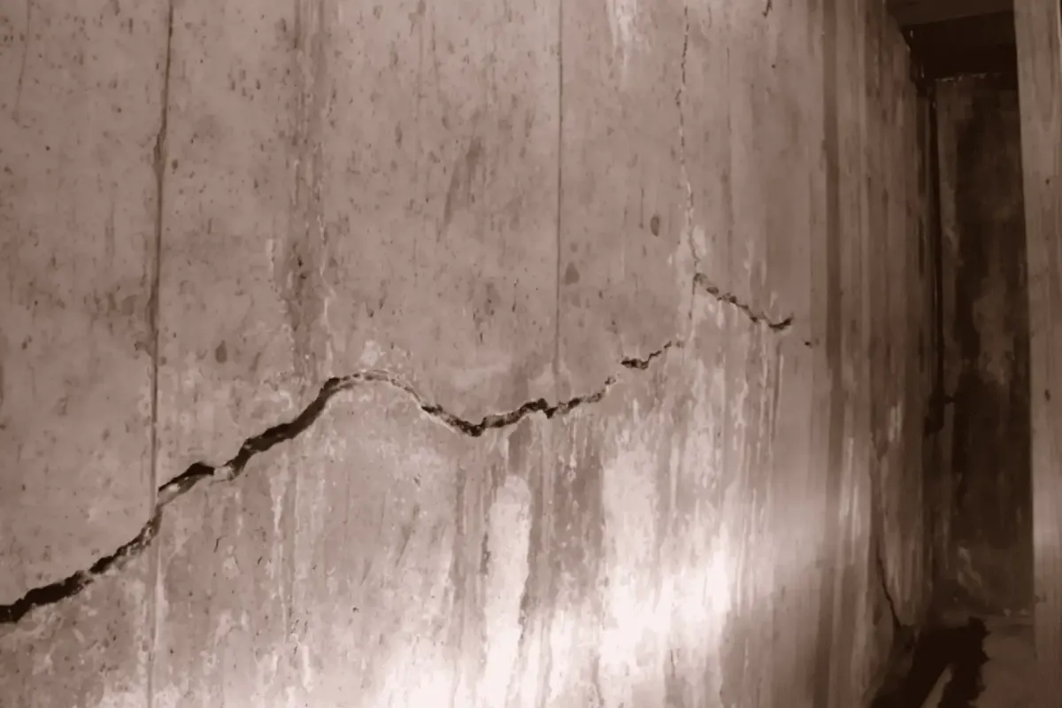 Foundation wall with crack