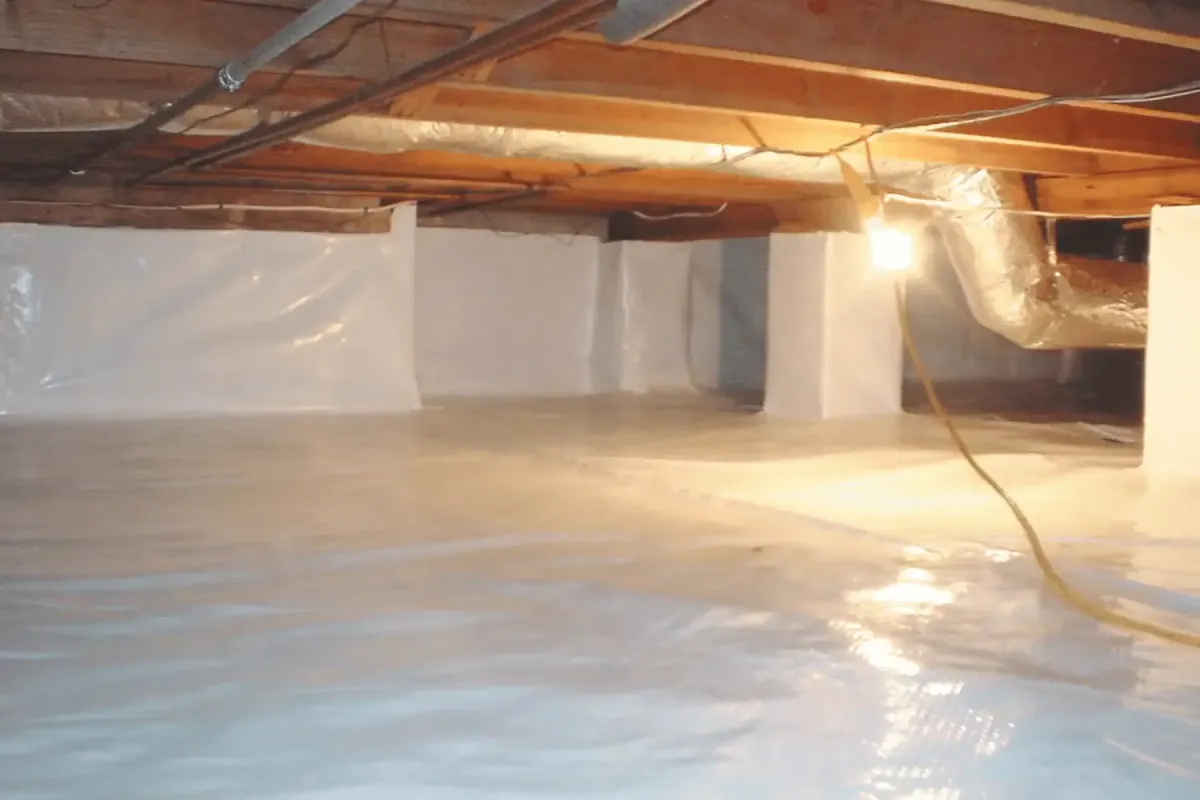 Crawl space with plastic on ground