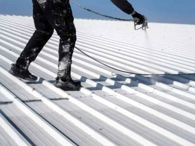 roof painter on roof