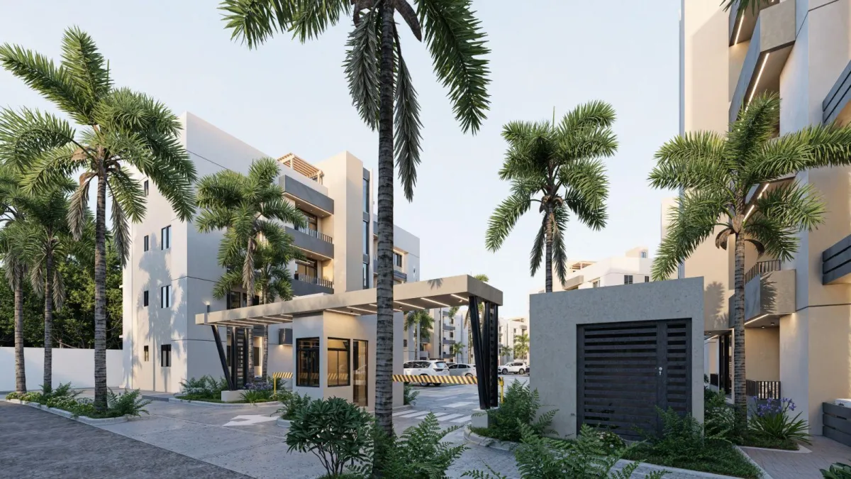 a building with a pool