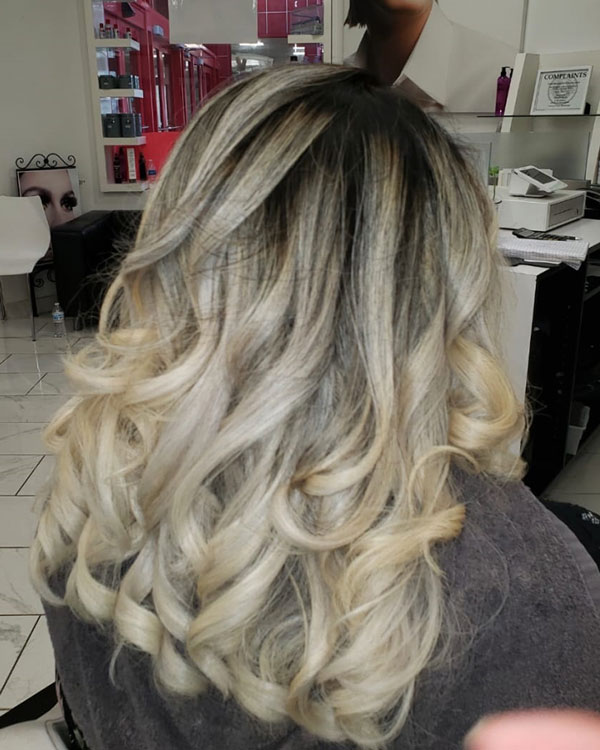 bright blonde balayage at secrets beauty salon