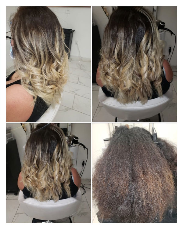 light blonde balayage and deep conditioning